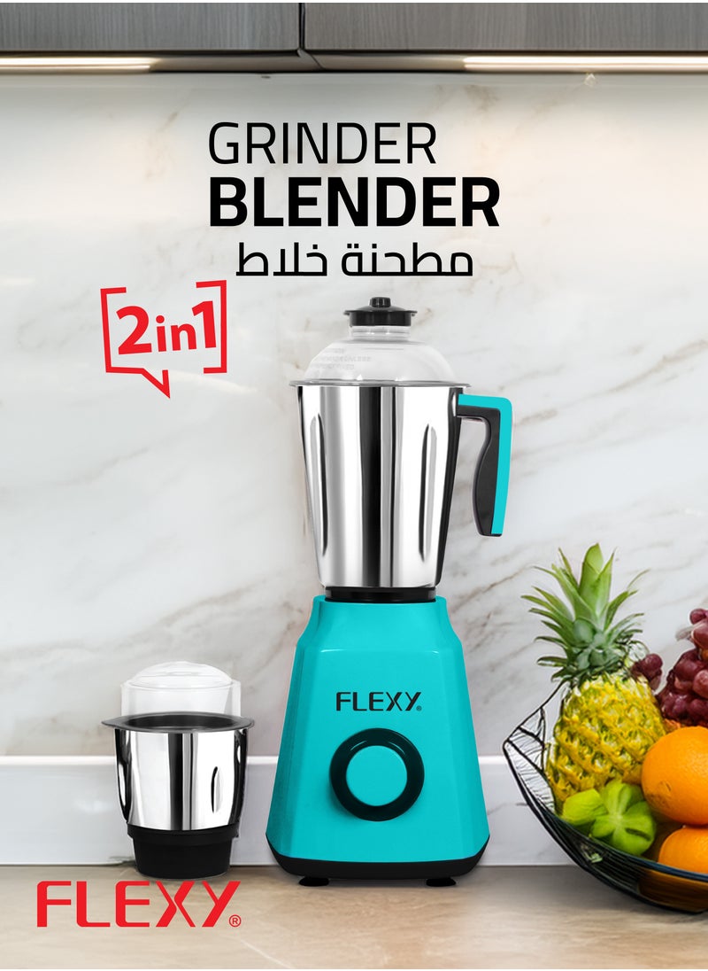 Flexy 2-in-1 Mixer Grinder 800W with Blender, Multi-Function Kitchen Appliance for Grinding, Blending and Juicing - Features Stainless Steel Jars, Powerful Motor and Easy-to-Clean Design"