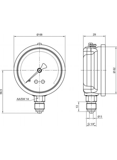 KAMPA Pakkens 0-250 Bar 63 Mm Bottom Connection Glycerin Manometer G 1/4 Inch  - Image 2