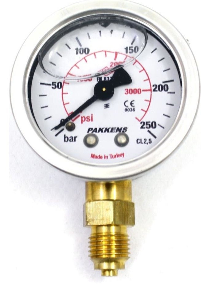 KAMPA Pakkens 0-250 Bar 63 Mm Bottom Connection Glycerin Manometer G 1/4 Inch  - Image 1