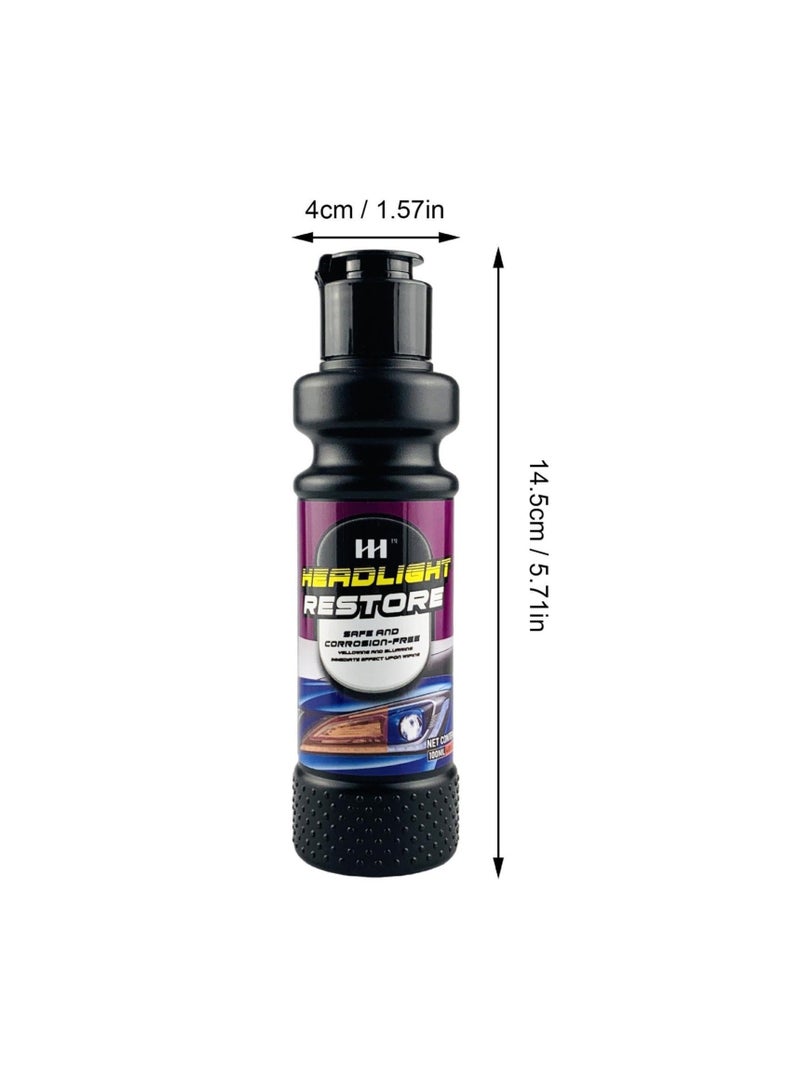 Car Headlight Cleaner, 100ml Car Headlight Cleaner Spray, Restores and Polishes Headlights, Heavy Duty Headlight Clear Coat Spray, Fast & Cleaner and Restorer, for Headlights, Taillights - Image 5