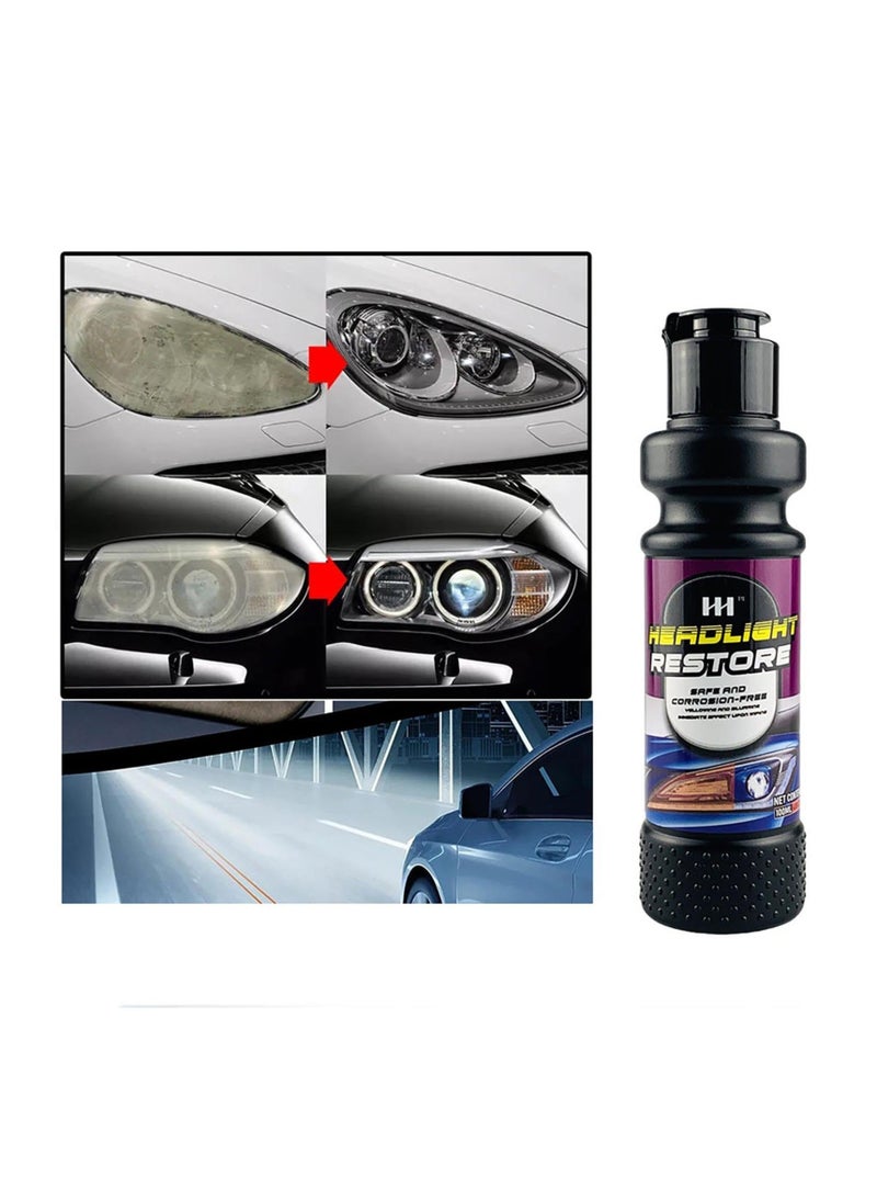 Car Headlight Cleaner, 100ml Car Headlight Cleaner Spray, Restores and Polishes Headlights, Heavy Duty Headlight Clear Coat Spray, Fast & Cleaner and Restorer, for Headlights, Taillights - Image 2