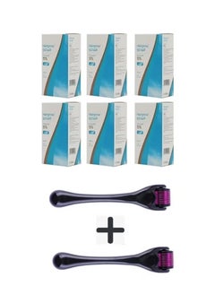Dar Al Dawa Hairgrow 5% minoxidil Pack of 6 x 50ml  6 months supply with Two Derma Roller Hair Growth 1mm 
