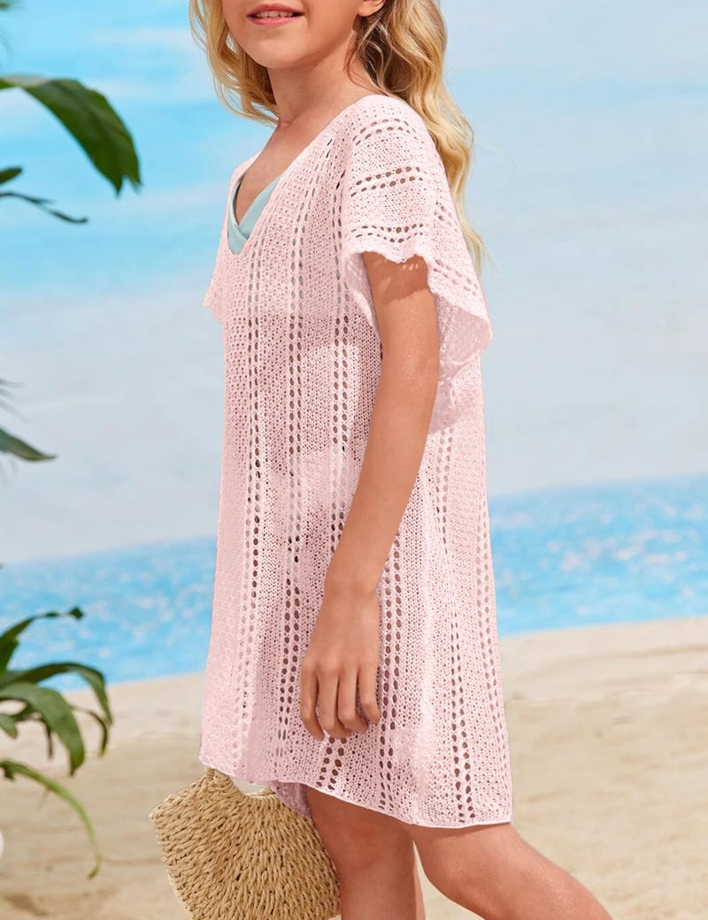 SECRETEYARD Girls swim cover up crochet swimsuits kids swimwear beachwear tops - Image 4