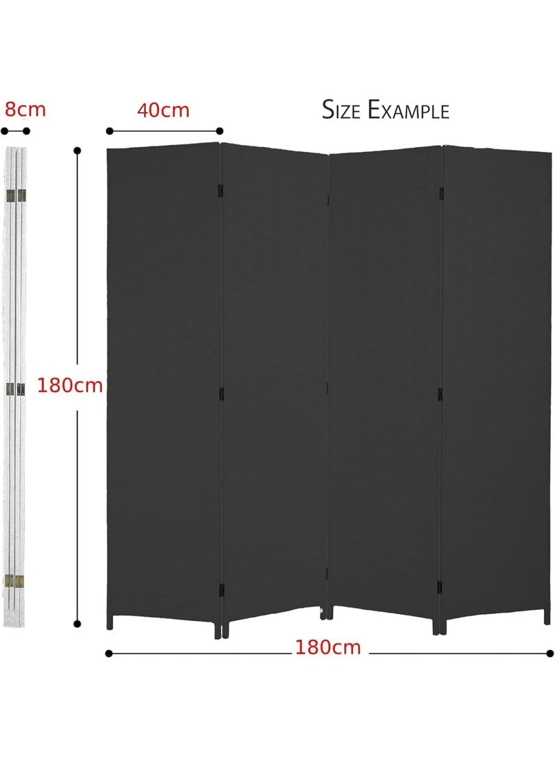 Decorhills Folding Room Divider, 4 Panel Wooden Woven Privacy Screen, Handwoven Brown Room Separator for Home, Office, Bedroom, Living Room, Foldable Space Divider with Durable Hinges Off-White with Wood Frame - Image 2
