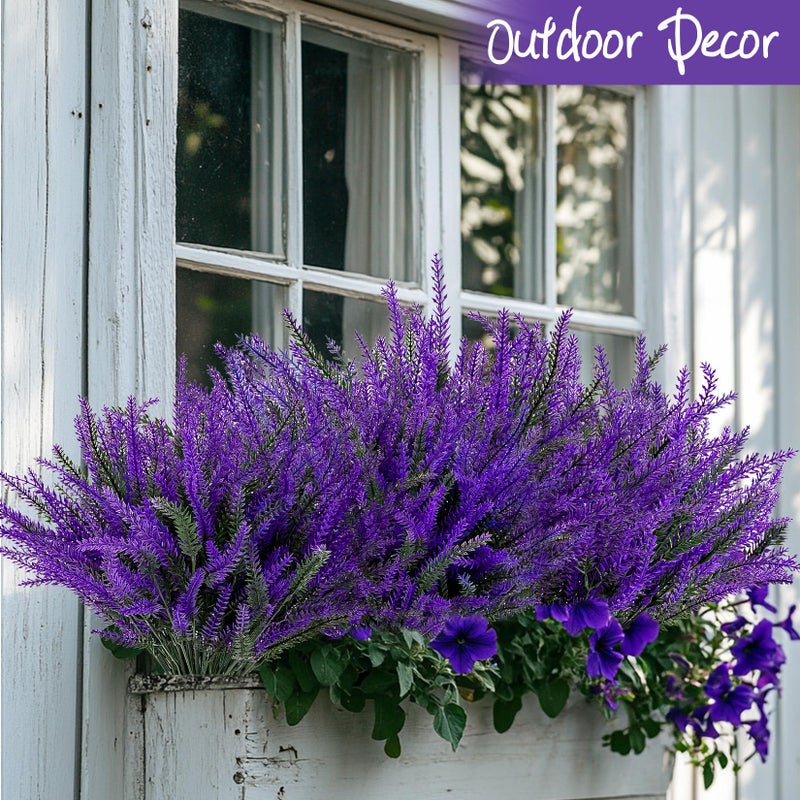 RAINFLOW Artificial Lavender Flowers - 9 Pcs Faux Lavender Plant Artificial Fake Plastic Purple Flowers for Home Room Window Wedding Garden Table Centerpieces Vase Outdoors Indoor Decor - Image 4