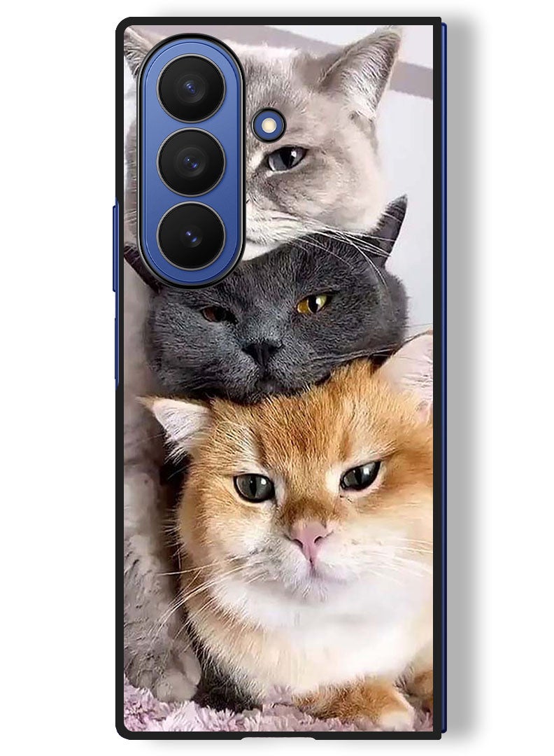 Theodor Case Compatible with Samsung Galaxy Z Fold 7 - 8 Inch Protection Shockproof Bumper Cover Cats - Image 1