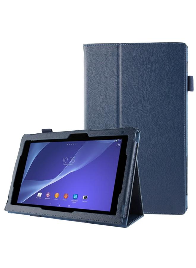 جرين تايجر حافظة جلدية من نسيج الليتشي مع حامل لجهاز Sony Xperia Tablet Z2 10.1 باللون الأزرق الداكن - Image 2