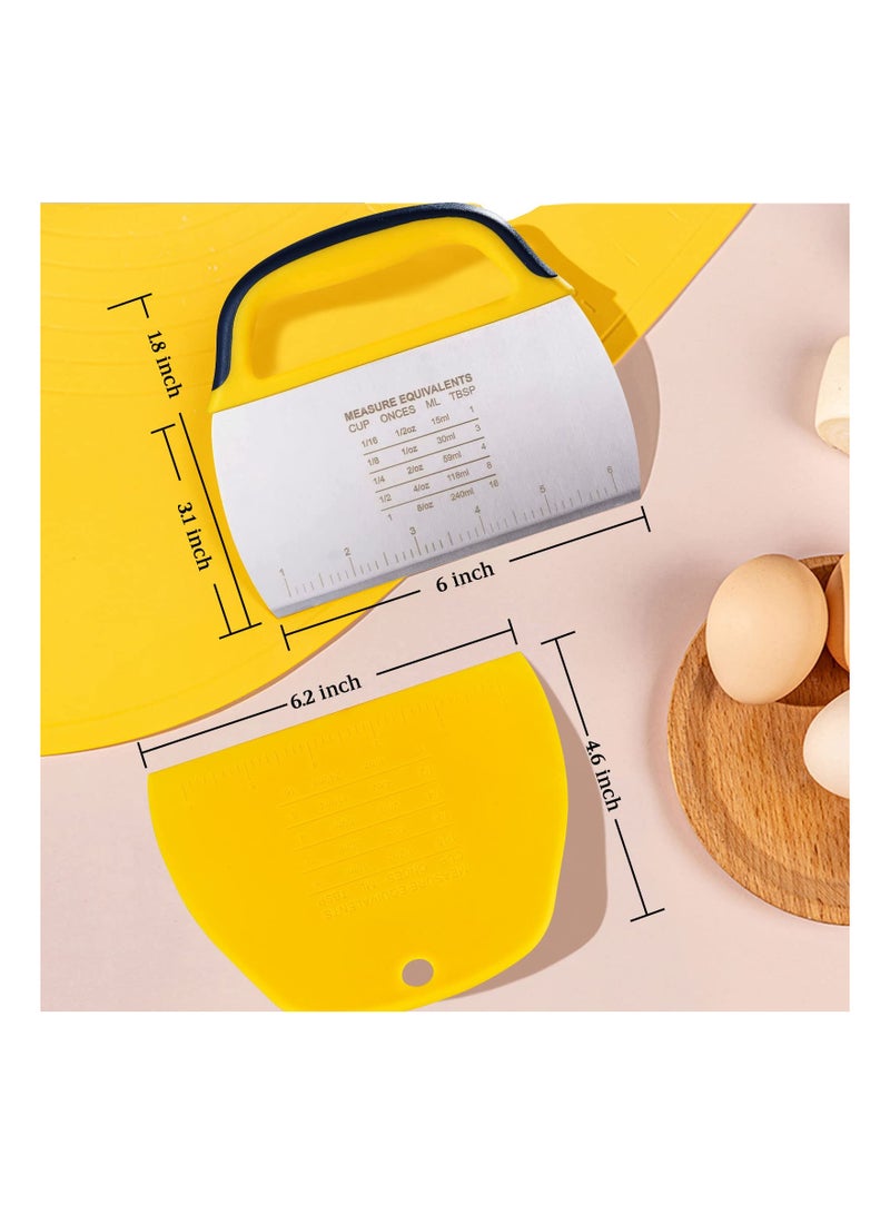 SYOSI 2 قطع مكشطة عجين وشاق، SYOSI مقص عجين من الفولاذ المقاوم للصدأ مع مقبض، مكشطة بلاستيكية مع مقياس قياس، قطّاع بيتزا متعدد الأغراض، معجنات، مكشطة طعام للخبز، عجين، خبز، كعكة - Image 2