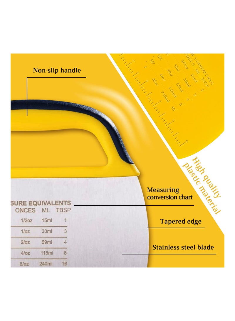 SYOSI 2 قطع مكشطة عجين وشاق، SYOSI مقص عجين من الفولاذ المقاوم للصدأ مع مقبض، مكشطة بلاستيكية مع مقياس قياس، قطّاع بيتزا متعدد الأغراض، معجنات، مكشطة طعام للخبز، عجين، خبز، كعكة - Image 3