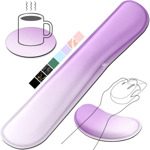 Gimars Upgrade Enlarge Silky Gel Memory Foam Keyboard Wrist Rest, Wrist Rest for Computer Keyboard, Ergonomic Mouse pad Rests for Typing Pain Relief, Wrist Support for Office, Gaming, Purple Gradient - Image 1