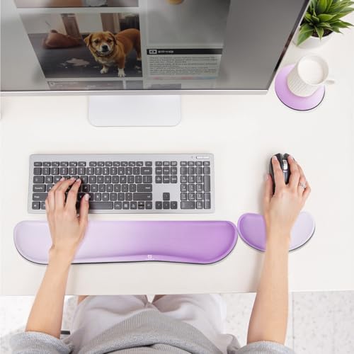 Gimars Upgrade Enlarge Silky Gel Memory Foam Keyboard Wrist Rest, Wrist Rest for Computer Keyboard, Ergonomic Mouse pad Rests for Typing Pain Relief, Wrist Support for Office, Gaming, Purple Gradient - Image 2
