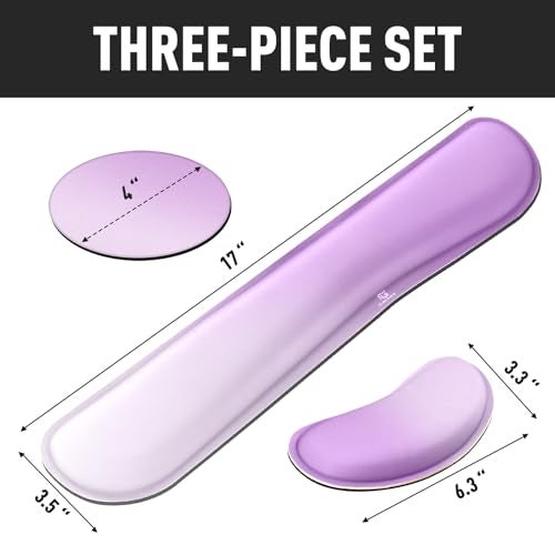 Gimars Upgrade Enlarge Silky Gel Memory Foam Keyboard Wrist Rest, Wrist Rest for Computer Keyboard, Ergonomic Mouse pad Rests for Typing Pain Relief, Wrist Support for Office, Gaming, Purple Gradient - Image 3