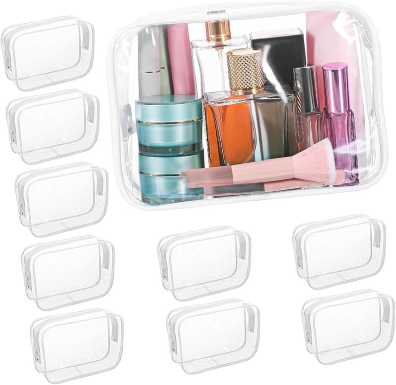 10 Pack Clear PVC Makeup Bags Travel Organizer Zipper Pouches For Cosmetics Toiletries - Image 1