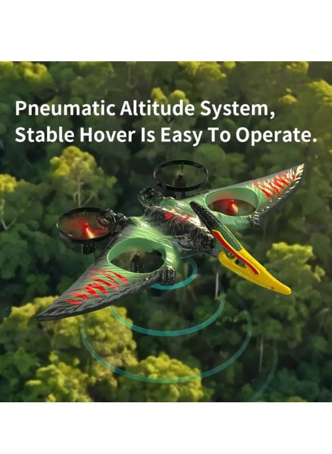 null - Remote Control Pterodactyl Drone – 360° Stunt Rotation, LED Lights, 2.4GHz Controller, and Rechargeable RC Flying Dinosaur for Indoor & Outdoor Fun - Image 1
