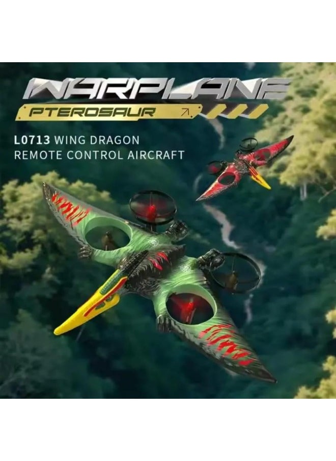 null - Remote Control Pterodactyl Drone – 360° Stunt Rotation, LED Lights, 2.4GHz Controller, and Rechargeable RC Flying Dinosaur for Indoor & Outdoor Fun - Image 1