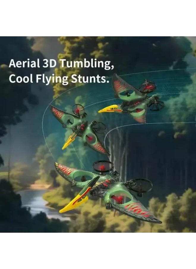 null - Remote Control Pterodactyl Drone – 360° Stunt Rotation, LED Lights, 2.4GHz Controller, and Rechargeable RC Flying Dinosaur for Indoor & Outdoor Fun - Image 1