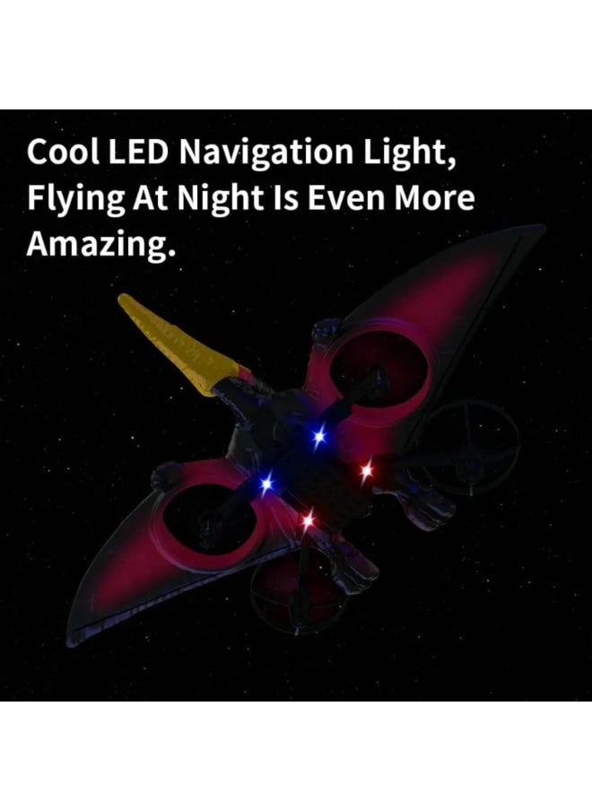 null - Remote Control Pterodactyl Drone – 360° Stunt Rotation, LED Lights, 2.4GHz Controller, and Rechargeable RC Flying Dinosaur for Indoor & Outdoor Fun - Image 1