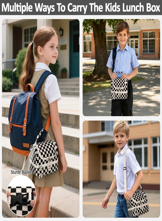 Vankor Kids Lunch Box Lunch Bag, Corduroy Double Decker Cooler Insulated Lunch Bag for Girls Boys, Leak-Proof Adjustable Strap Large Lunch Tote for School Travel, Corduroy Light Blue - Image 3