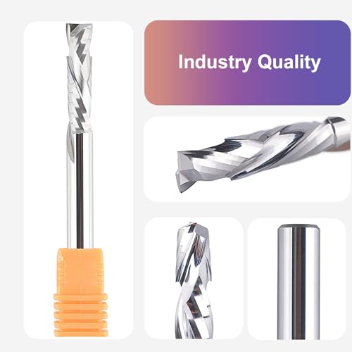 SpeTool Compression Router Bits 1/4 inch Shank 1/4" Cutting Diameter ,Carbide UP Down CNC Router Bits Set Wood Router End Mills Carving Slotting Edge Cutting - Image 3