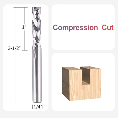 SpeTool Compression Router Bits 1/4 inch Shank 1/4" Cutting Diameter ,Carbide UP Down CNC Router Bits Set Wood Router End Mills Carving Slotting Edge Cutting - Image 2