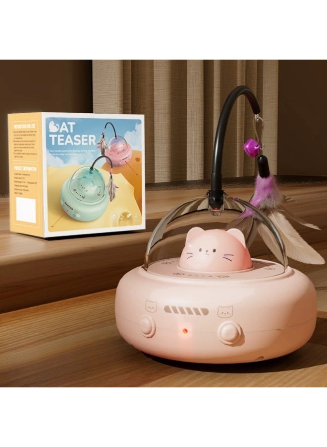 🚗 Smart Interactive Cat Toy with Wheels + Laser & Feather – 360° Random Movement Fun - Image 1
