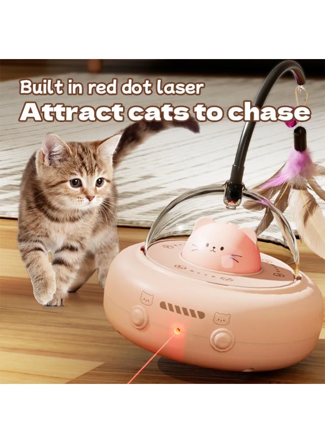 🚗 Smart Interactive Cat Toy with Wheels + Laser & Feather – 360° Random Movement Fun - Image 3