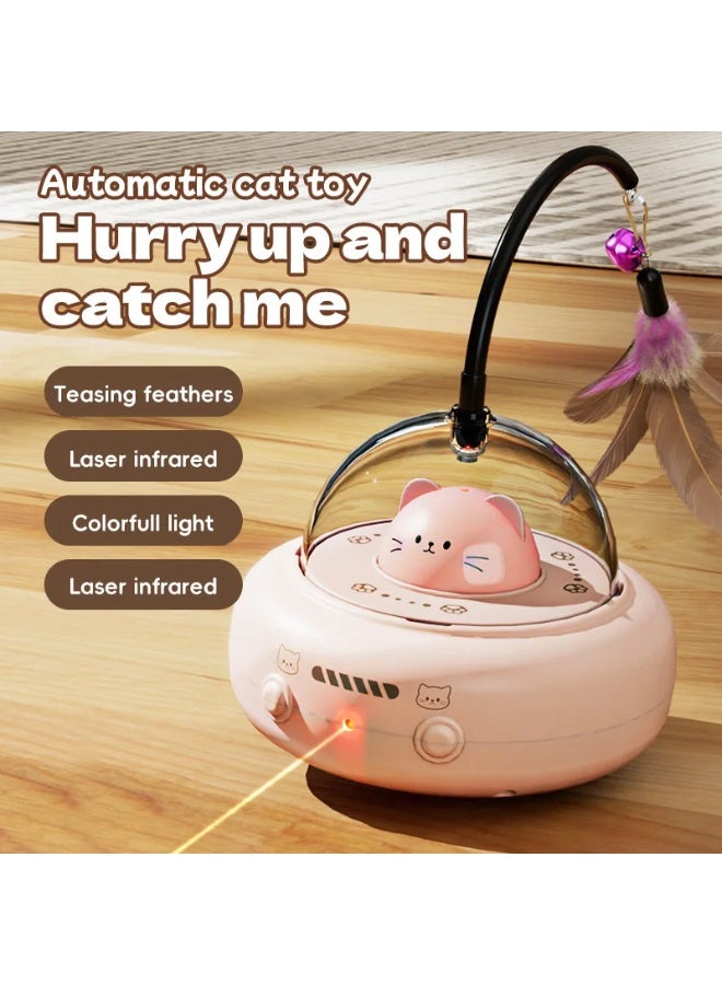 🚗 Smart Interactive Cat Toy with Wheels + Laser & Feather – 360° Random Movement Fun - Image 4