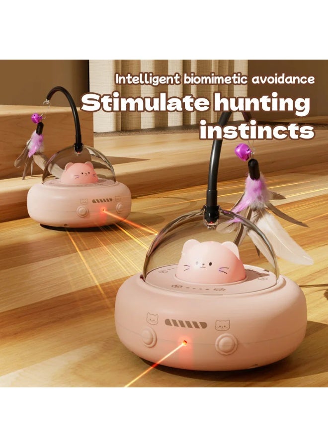🚗 Smart Interactive Cat Toy with Wheels + Laser & Feather – 360° Random Movement Fun - Image 2