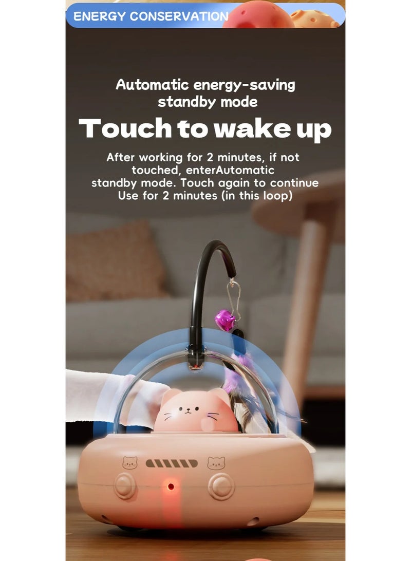 🚗 Smart Interactive Cat Toy with Wheels + Laser & Feather – 360° Random Movement Fun - Image 5