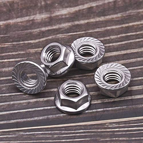 EASTLO M8-1.25 (25 pcs) Serrated Flange Hex Nuts, Hexagon Flange Nuts 304 Stainless Steel 18-8, Bright Finish, Full Thread, DIN6923 - Image 2