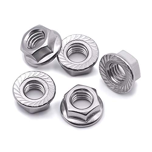 EASTLO M8-1.25 (25 pcs) Serrated Flange Hex Nuts, Hexagon Flange Nuts 304 Stainless Steel 18-8, Bright Finish, Full Thread, DIN6923 - Image 1