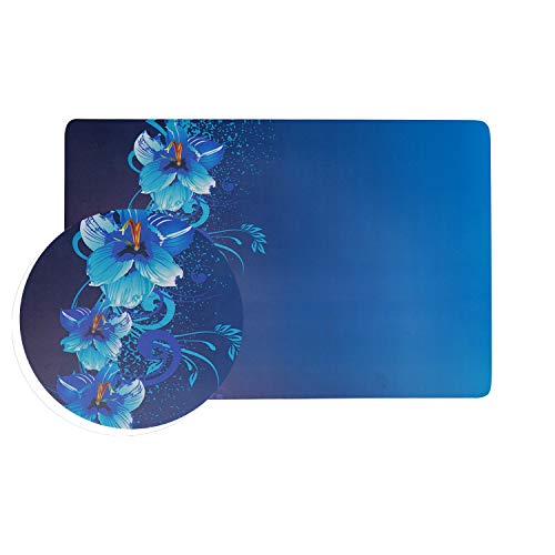 KANUSHI Industries® 1 Pc Fridge Cover for Top with 6 Utility Pockets (Blue Color)+ 3 Fridge Mats (FRI-SMALL-LEAVES-BLUE-01-M-8) - Image 4