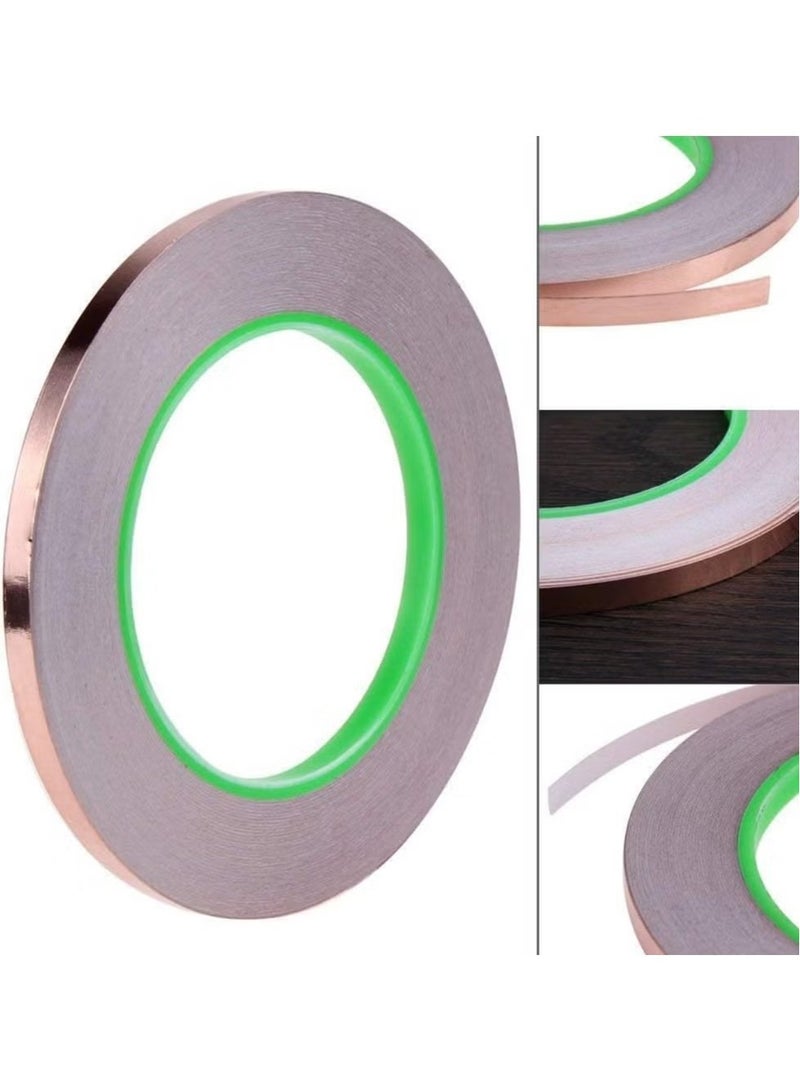 Ailily 3pcs Copper Foil Tape,Double-Sided Conductive Copper Tape with Adhesive for EMI Shielding,Stained Glass Supplies,Soldering,Electrical Repairs,Paper Circuits,Grounding,5mmX 20m - Image 3