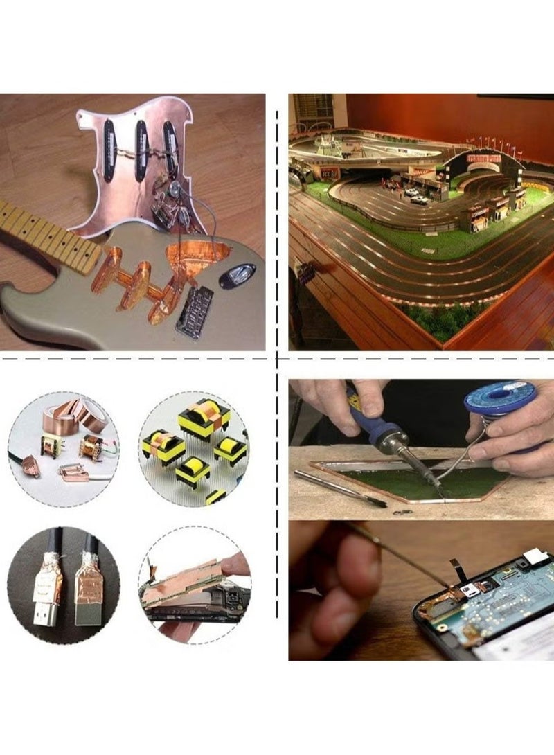 Ailily 3pcs Copper Foil Tape,Double-Sided Conductive Copper Tape with Adhesive for EMI Shielding,Stained Glass Supplies,Soldering,Electrical Repairs,Paper Circuits,Grounding,5mmX 20m - Image 4