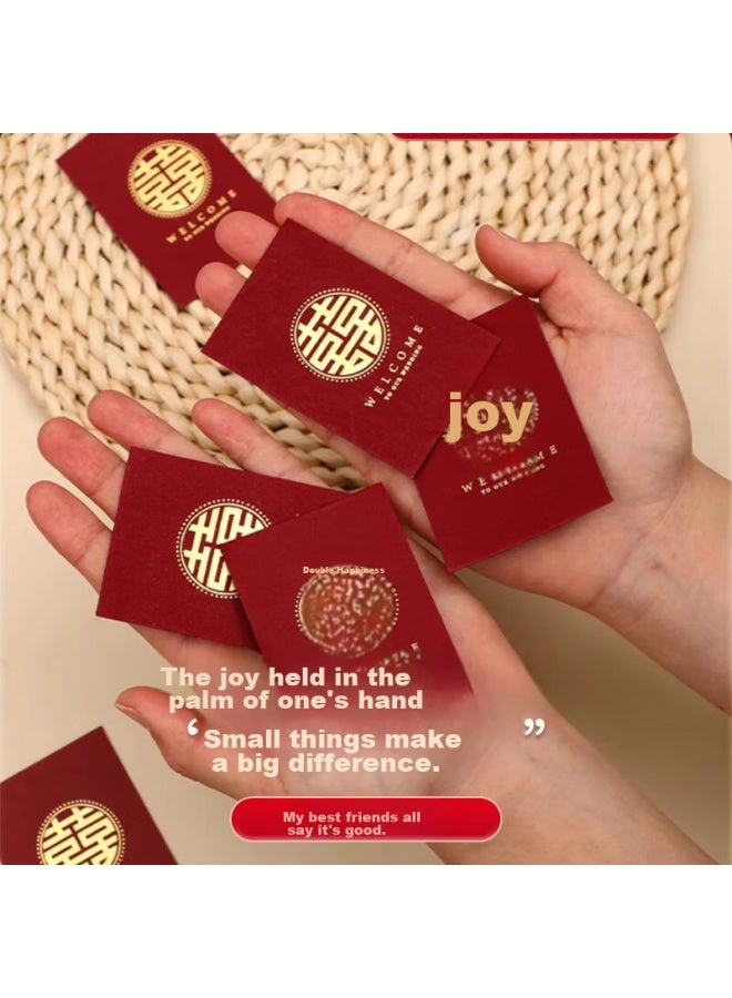 Dipple Dipuer Small Red Envelopes For Wedding, Mini Size, Door-blocking, For Greeting Parents, "double Happiness" Character, Wedding Engagement, 50 Red Envelope Bags - Image 3