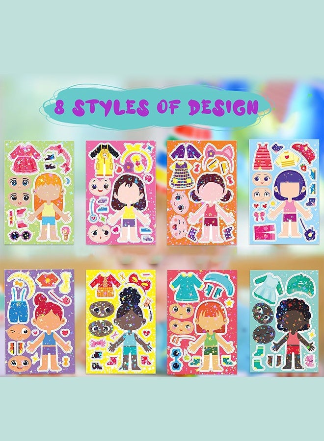 Organizer 16 Sheets Girls Make a Face Stickers, Party Games Decal Mix and Match Sticker, Make Your Own Girls Stickers DIY Crafts for Birthday Activities Party Supplies Classroom Rewards Gifts - Image 3