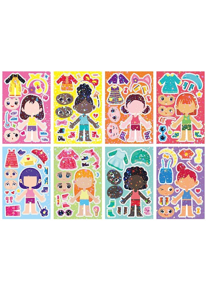 Organizer 16 Sheets Girls Make a Face Stickers, Party Games Decal Mix and Match Sticker, Make Your Own Girls Stickers DIY Crafts for Birthday Activities Party Supplies Classroom Rewards Gifts - Image 5