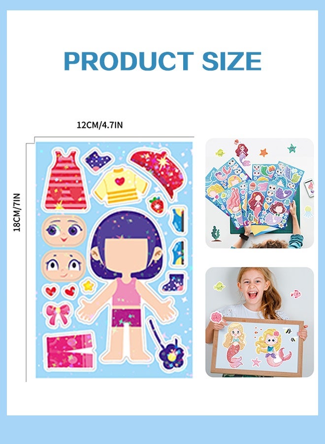 Organizer 16 Sheets Girls Make a Face Stickers, Party Games Decal Mix and Match Sticker, Make Your Own Girls Stickers DIY Crafts for Birthday Activities Party Supplies Classroom Rewards Gifts - Image 2