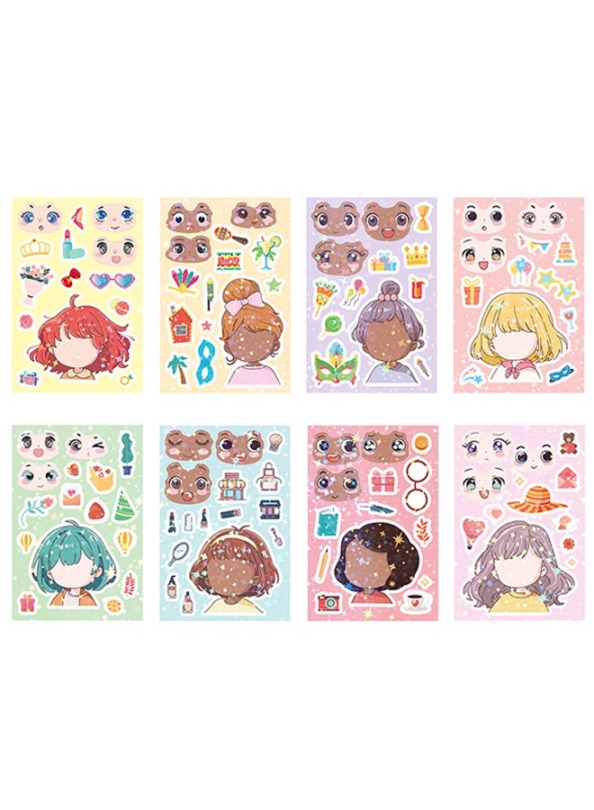 Organizer 16 Sheets Girls Make a Face Stickers, Party Games Decal Mix and Match Sticker, Make Your Own Girls Stickers DIY Crafts for Birthday Activities Party Supplies Classroom Rewards Gifts - Image 4