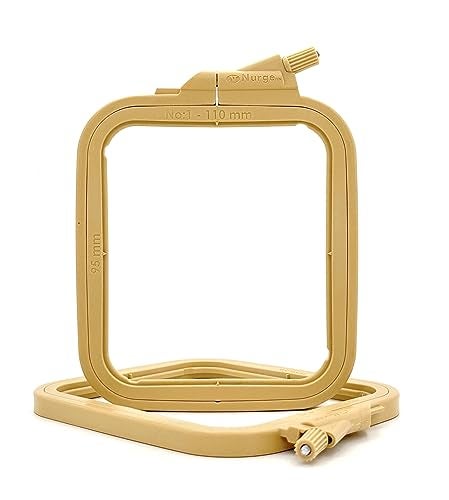 Nurge Square Embroidery Hoop - Plastic Cross Stitch Frame for Needlepoint & Embroidery - Adjustable Craft Hoop - Beige - No:1 (X Small) - Image 1