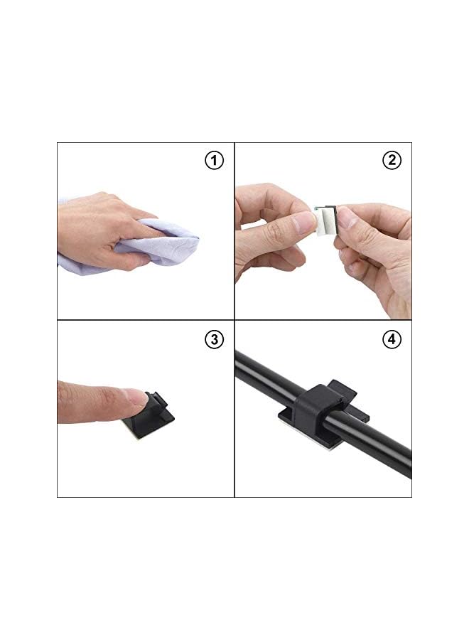 GJT 50pcs Adhesive Cable Clips,Wire Clips,Car Cable Organizer,Cable Holder,Cable Wire Management,Cable Holder for Car,Office and Home (Black) - Image 3