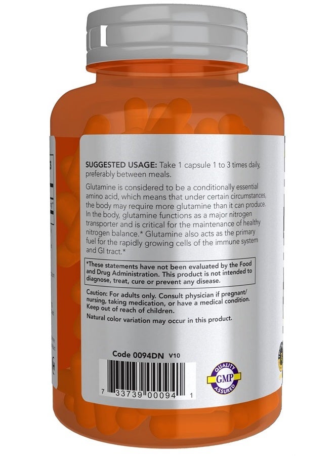 now Sports Nutrition, L-Glutamine, Double Strength 1,000 mg, Amino Acid, 120 Veg Capsules - Image 3