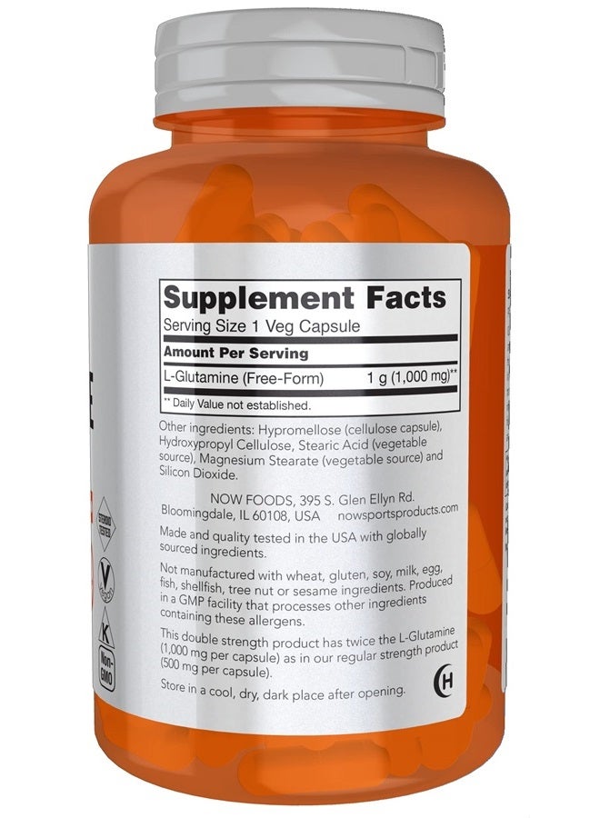 now Sports Nutrition, L-Glutamine, Double Strength 1,000 mg, Amino Acid, 120 Veg Capsules - Image 2