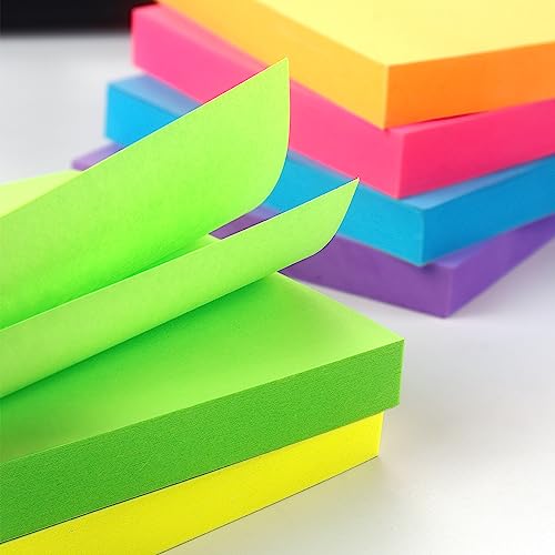Winner Aura 3x3 Inch Bright Colors Self-Stick Sticky Notes, 6 Pack, 100 Sheets per Pad, Total 600 Sheets - Image 4