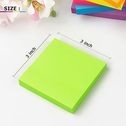 Winner Aura 3x3 Inch Bright Colors Self-Stick Sticky Notes, 6 Pack, 100 Sheets per Pad, Total 600 Sheets - Image 2