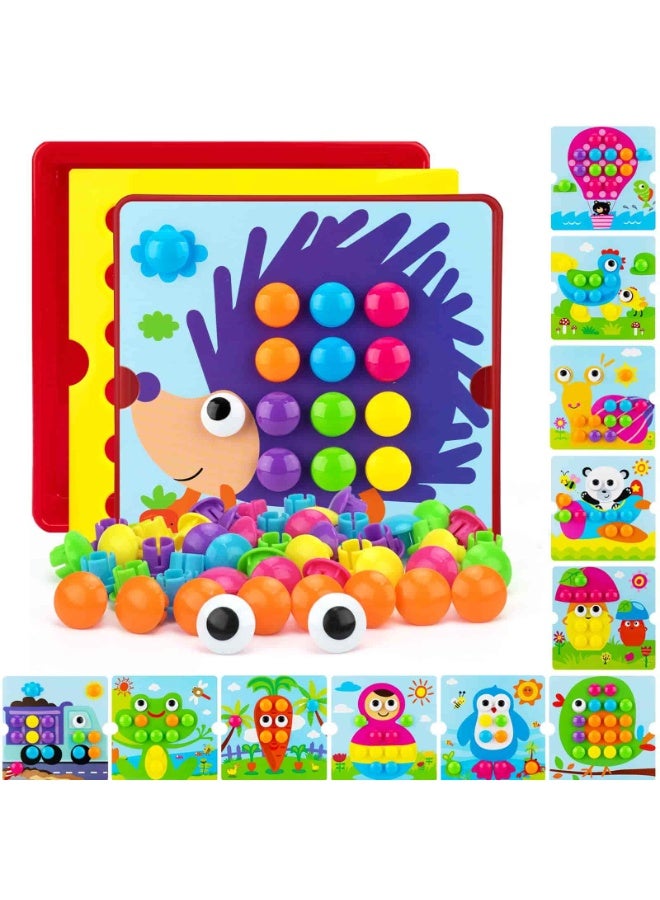 أديلي ألعاب فن الأزرار للأطفال - لوح تعليمي مبكر مع فسيفساء مطابقة الألوان، لعبة المهارات الحركية الدقيقة للأولاد والبنات 3+ - Image 1