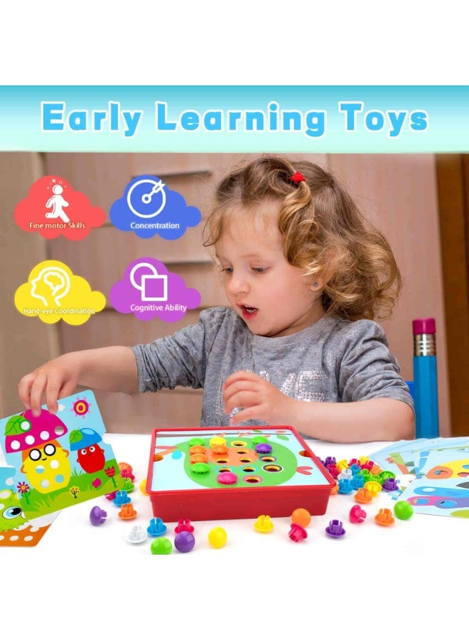أديلي ألعاب فن الأزرار للأطفال - لوح تعليمي مبكر مع فسيفساء مطابقة الألوان، لعبة المهارات الحركية الدقيقة للأولاد والبنات 3+ - Image 5