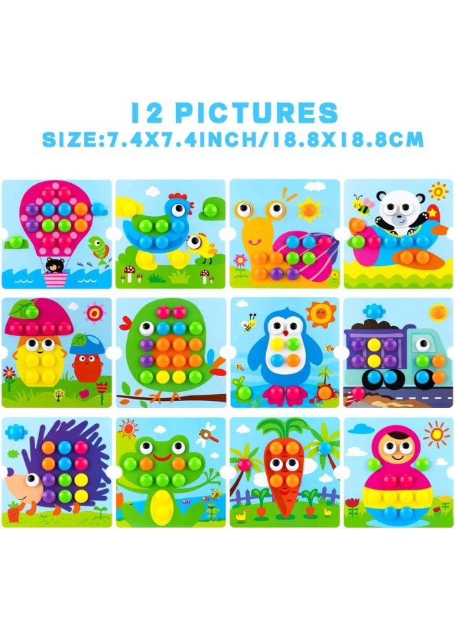 أديلي ألعاب فن الأزرار للأطفال - لوح تعليمي مبكر مع فسيفساء مطابقة الألوان، لعبة المهارات الحركية الدقيقة للأولاد والبنات 3+ - Image 4