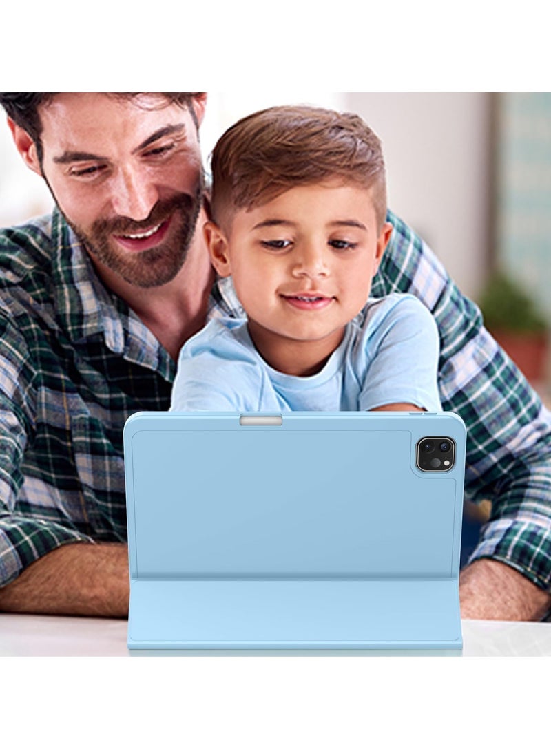 MIGOFAST IPad Pro 11 Inch Case M4 (2024 5th Generation) with Pencil Holder Trifold Stand Smart Case with Soft TPU Back, Auto Wake/Sleep Sky Blue - Image 3