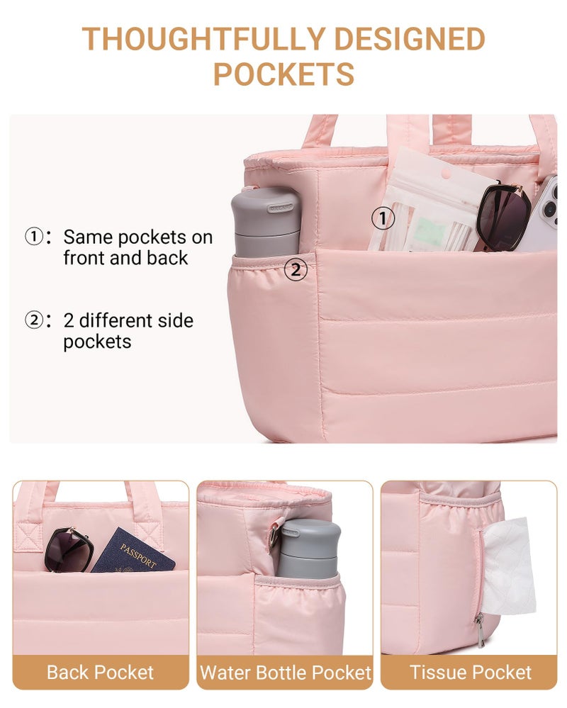 BAVERGE Lunch Bag Women, Leakproof Insulated Tote for Women Work Large Puffy Crossbody Shoulder Bag Waterproof Cooler Purse, Pink - Image 5